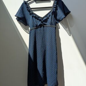 Alice Temperley For Target Elegant Blue Polka Dot Dress Flutter Sleeve Size 1